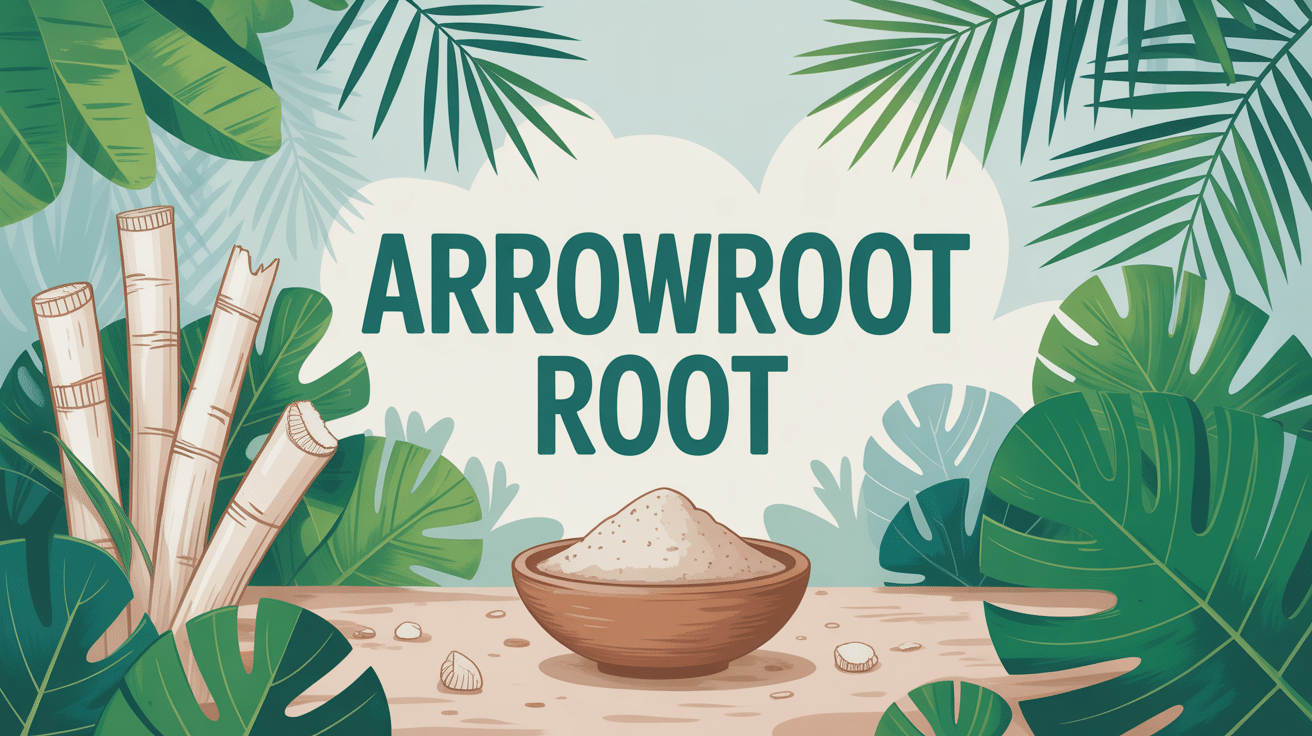arrowroot root racine poudre et feuilles tropicales