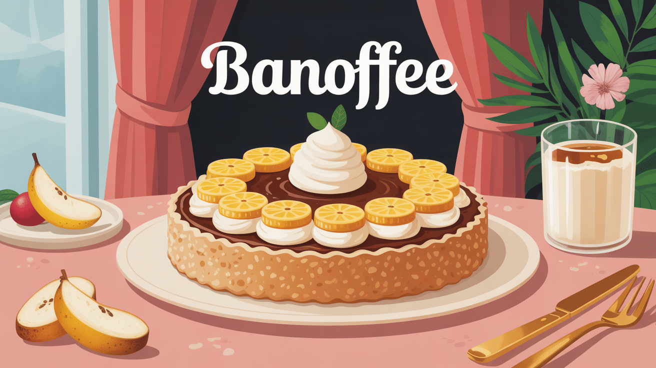 Illustration tarte banoffee festive avec couches visibles