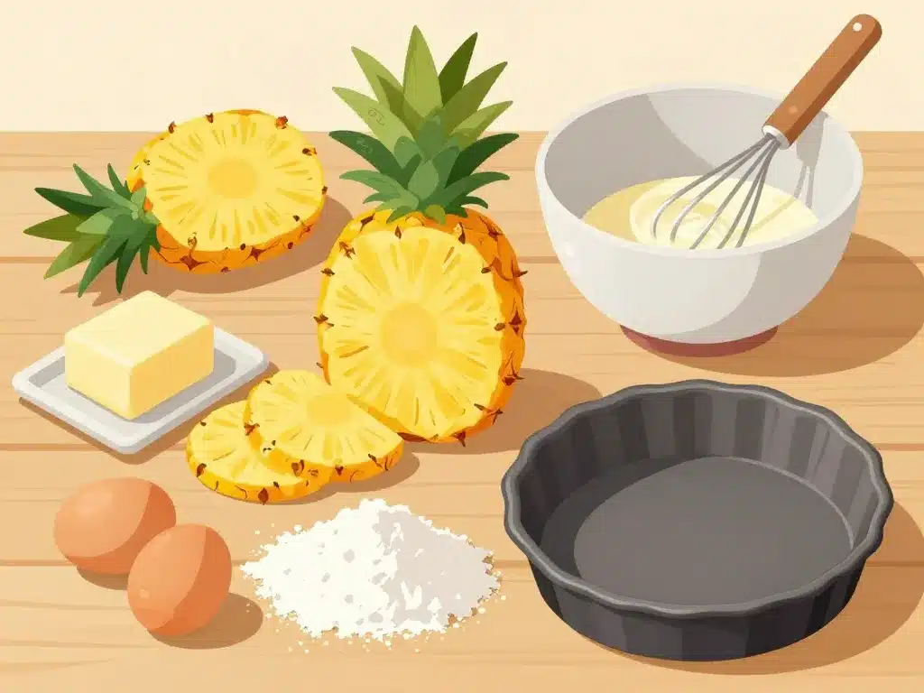 ingredients et materiel pour gateau ananas reussi