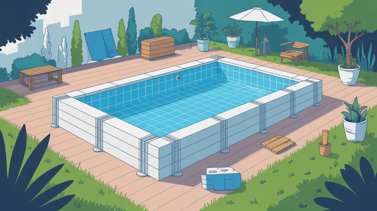 bloc polystyrène piscine vue jardin construction économique