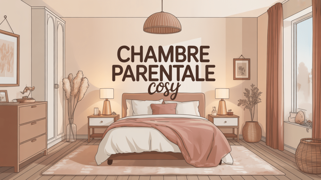 illustration chambre parentale cosy ambiance douce