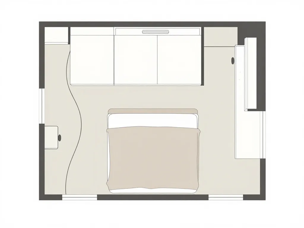 plan chambre parentale cosy avec rangements intégrés