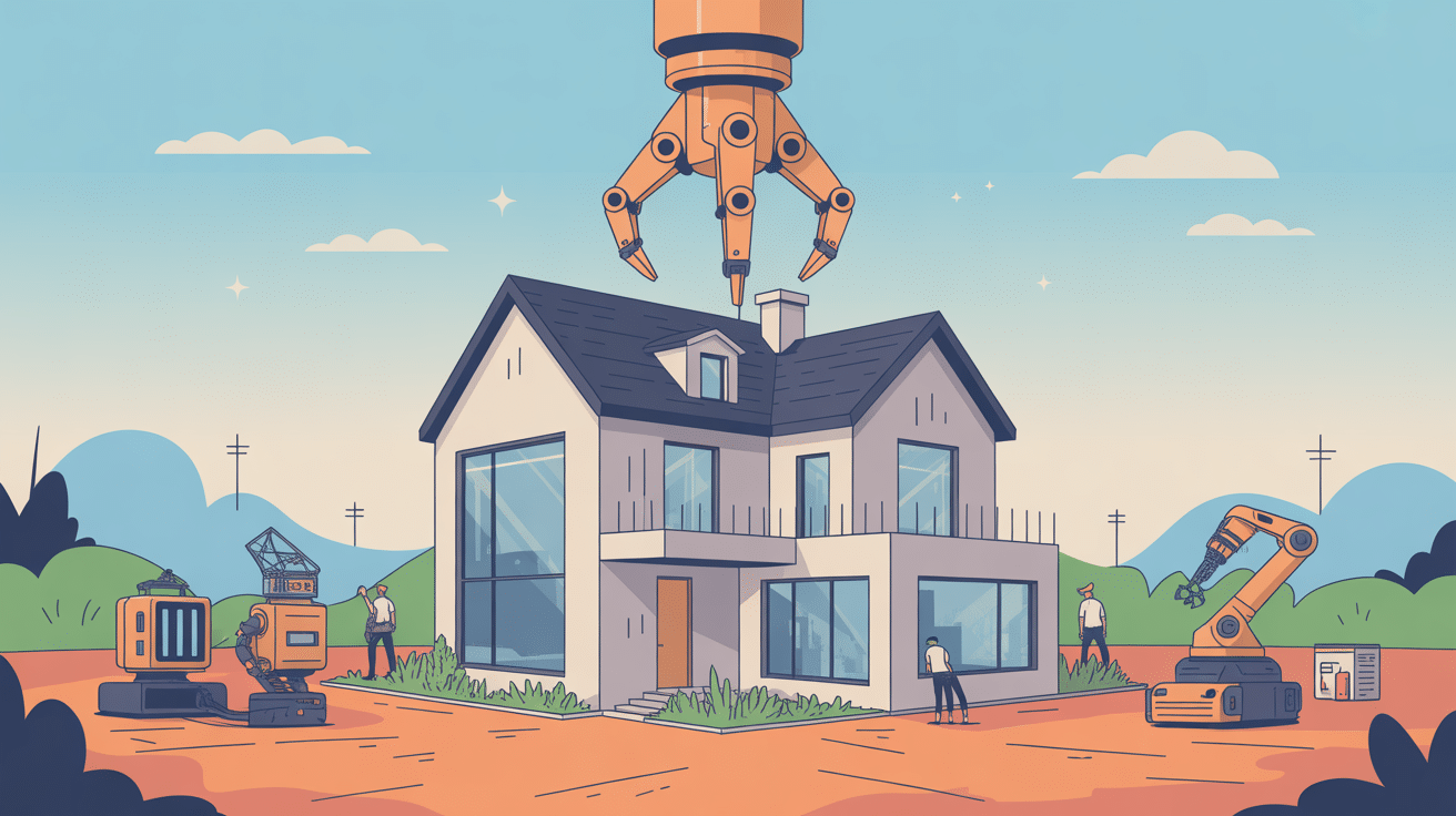 constructeur maison imprimante 3d illustration maison béton robot