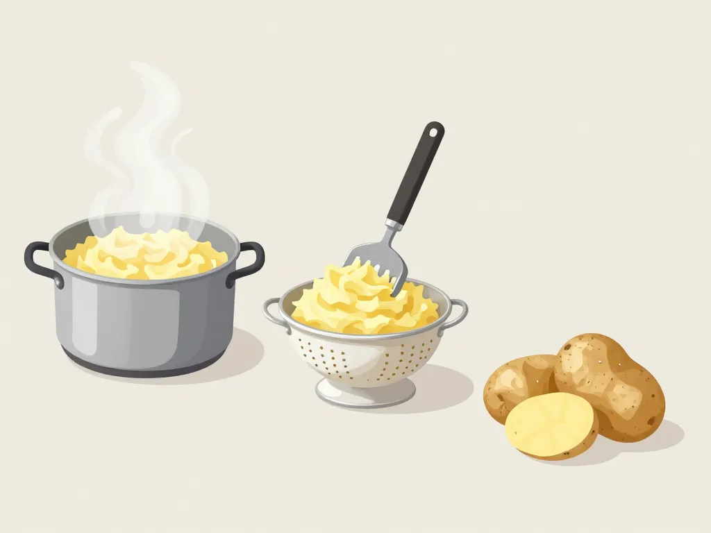 cuisson et écrasement manuel écrasé de pomme de terre