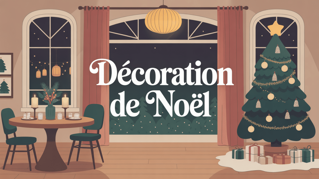 Décoration de noel ambiance chaleureuse avec sapin et guirlandes
