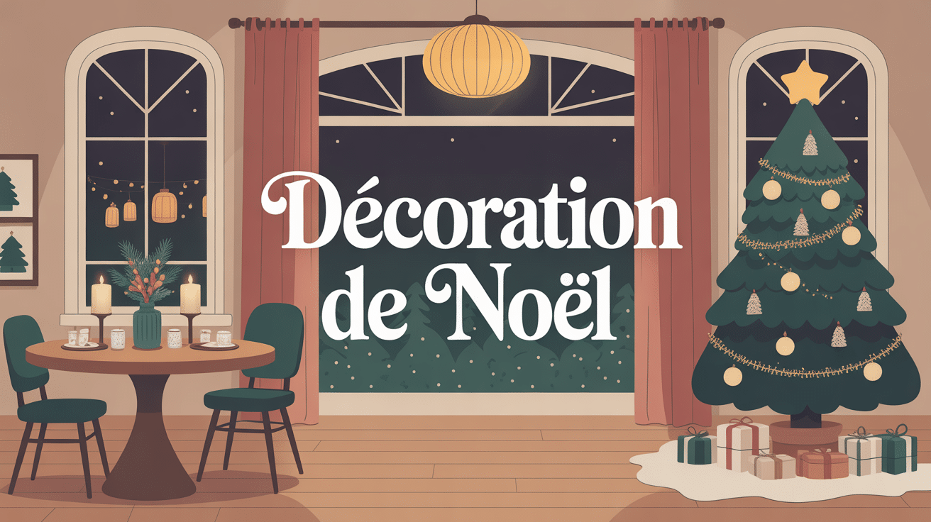 Décoration de noel ambiance chaleureuse avec sapin et guirlandes