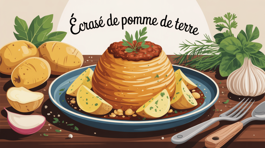 illustration écrasé de pomme de terre et ingrédients clés