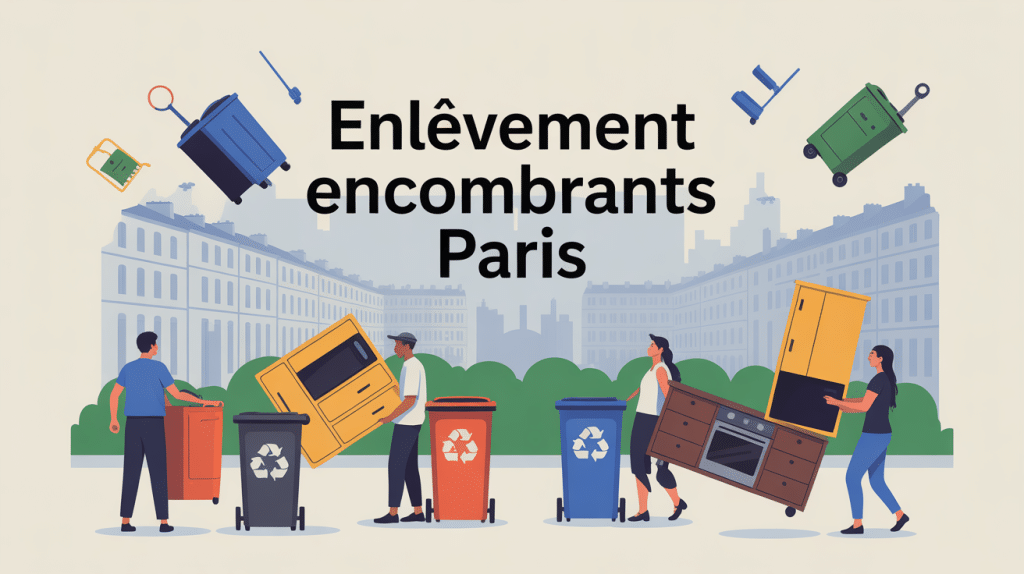 illustration enlèvement encombrant paris silhouettes et recyclage