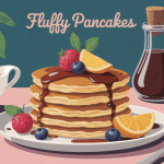 fluffy pancakes épais moelleux avec sirop et fruits