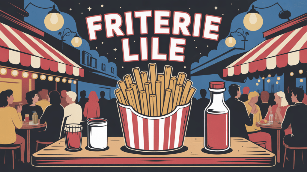 Illustration friterie Lille barquette frites foule soir