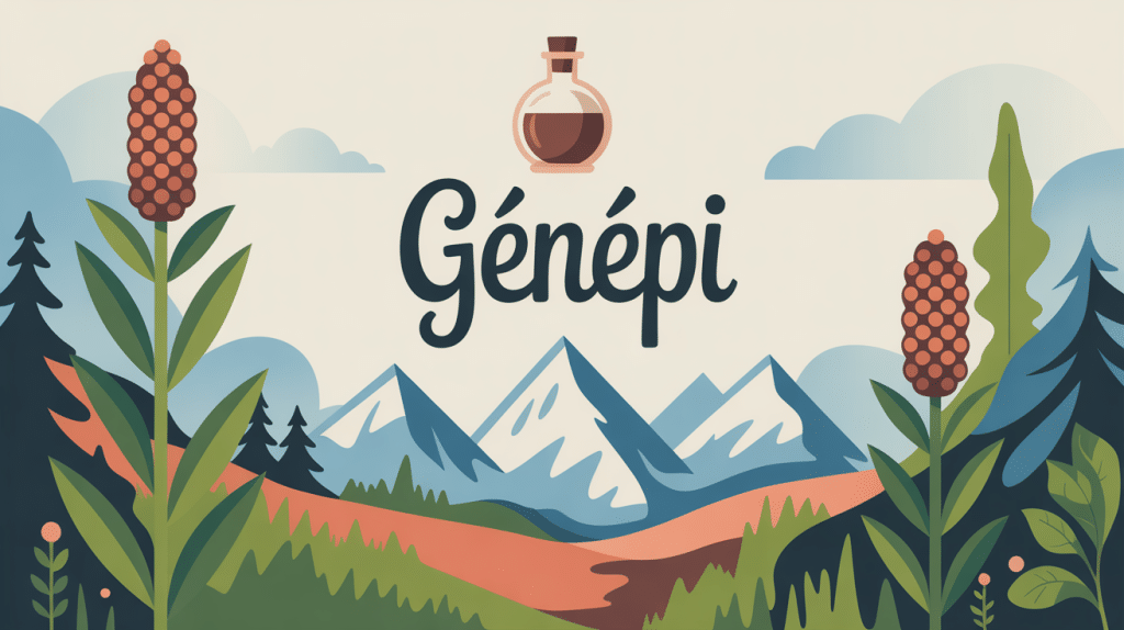 illustration genepi montagne bouteille