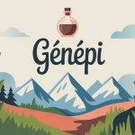 illustration genepi montagne bouteille