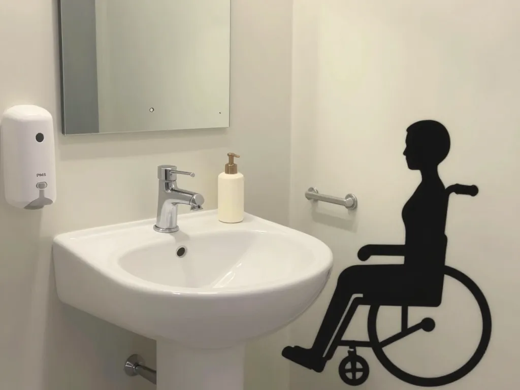 Illustration lavabo PMR confortable et ergonomique