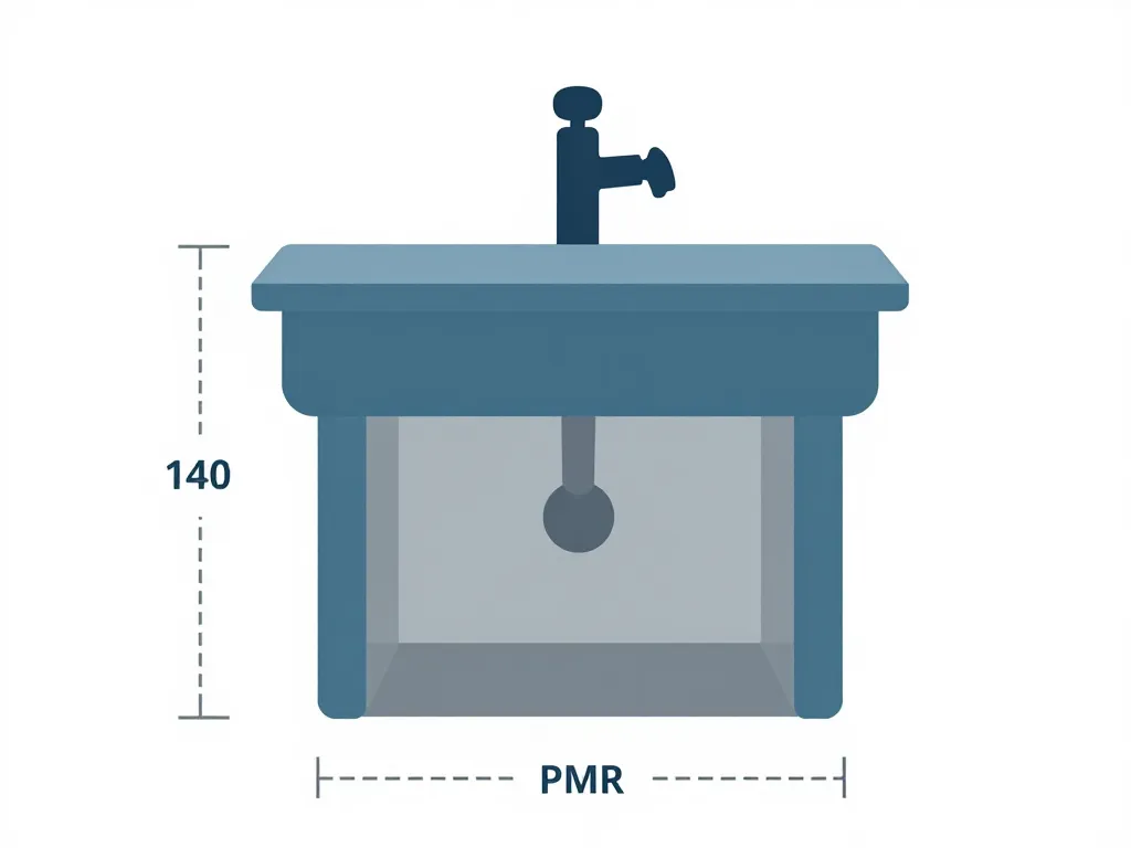 Diagramme concept hauteur lavabo PMR et accès fauteuil