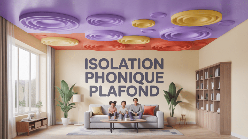 Illustration 3D isolation phonique plafond vue familiale