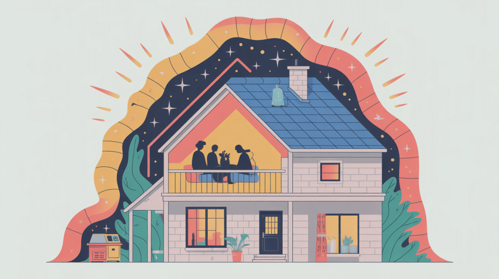 illustration isolation toiture par exterieur maison coupe