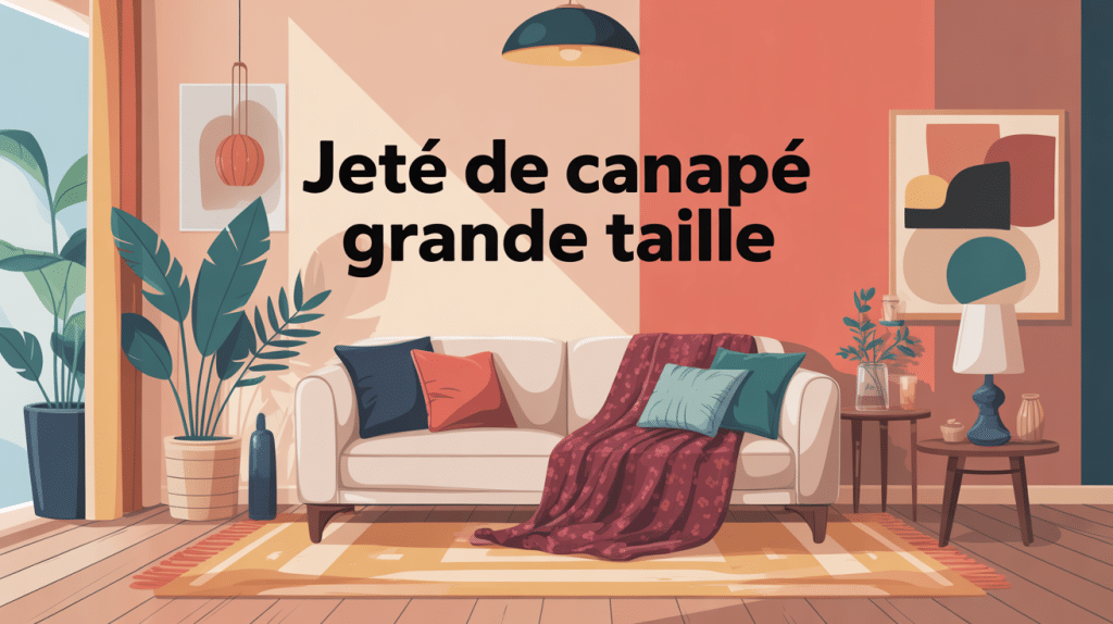 jeté de canapé grande taille sur canapé élégant en salon lumineux