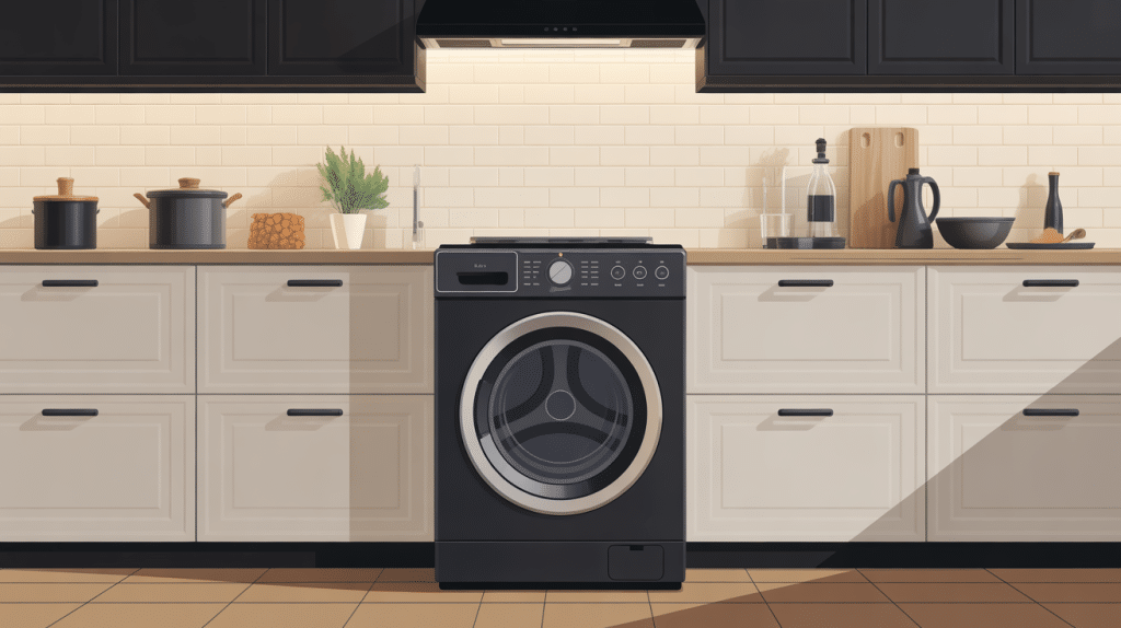 illustration lave vaisselle noir élégant cuisine