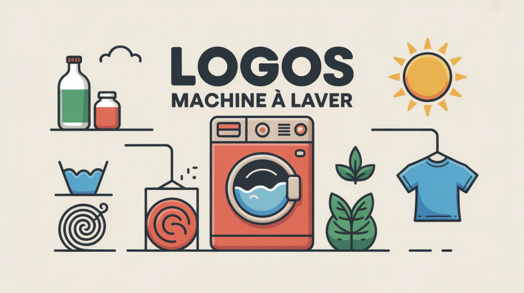 logo machine à laver et pictogrammes explicatifs