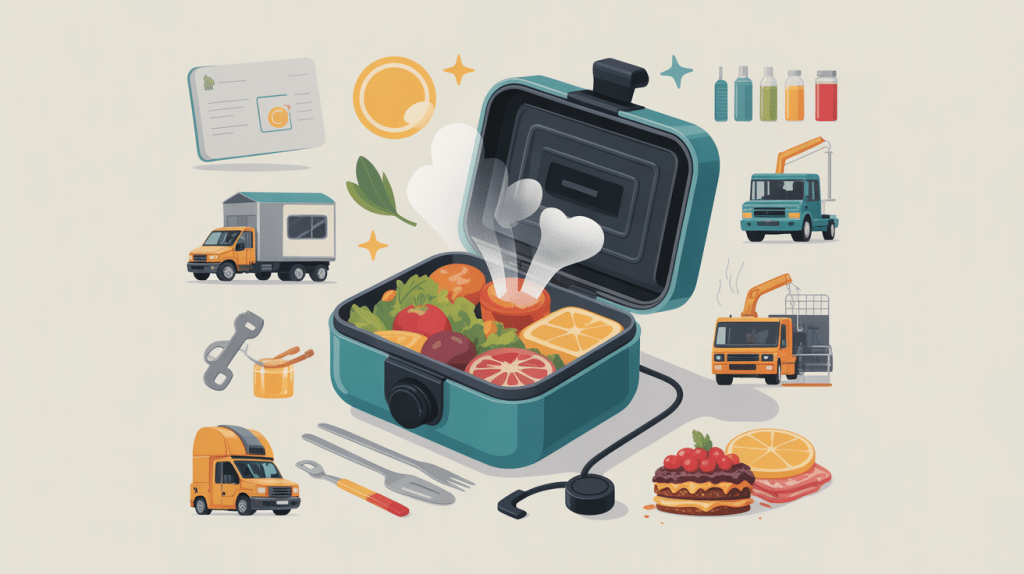 illustration lunch box chauffante portable usage bureau camion chantier