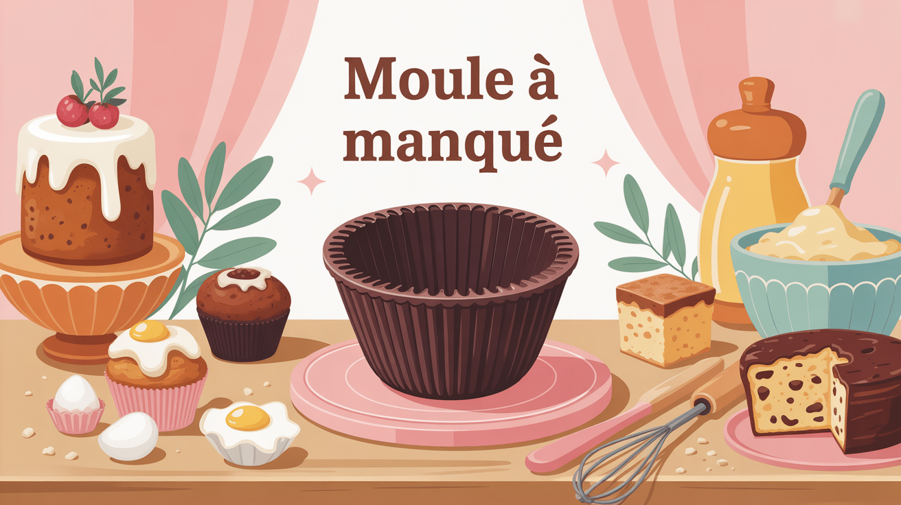 illustration moule à manqué avec gâteaux et ingrédients