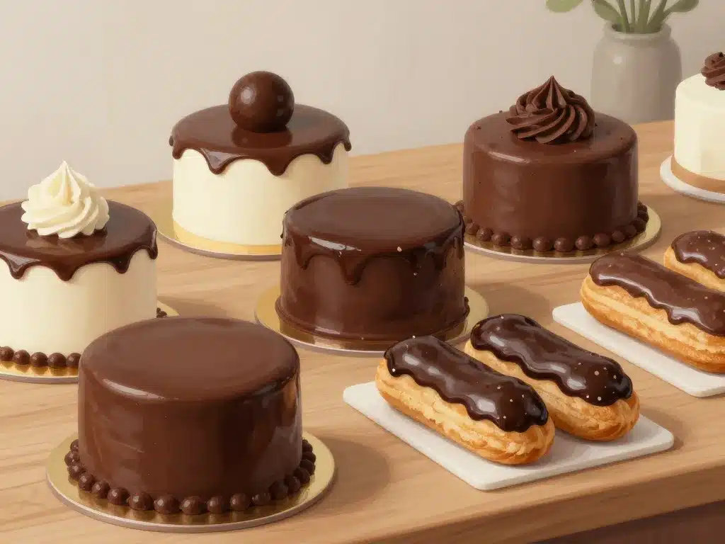 variétés pâtisseries avec nappage chocolat maison