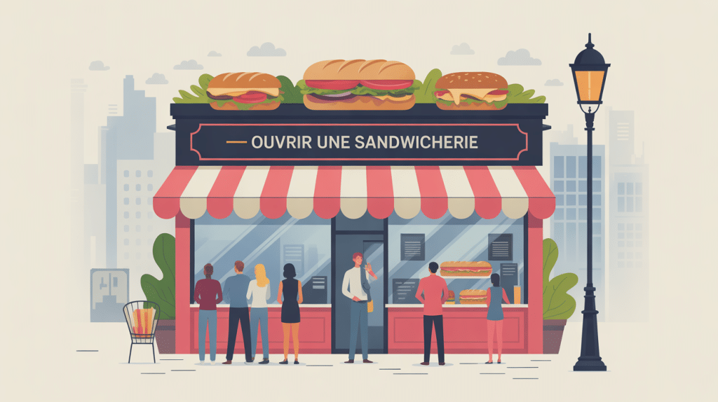 illustration sandwicherie façade moderne