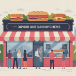 illustration sandwicherie façade moderne