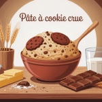 bol de pate a cookie crue avec ingredients autour