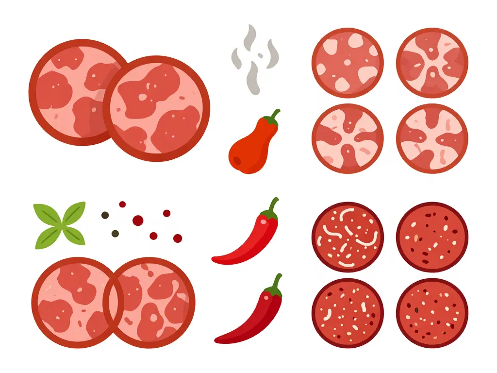 composition pepperoni ingrédients viande, épices, comparaison salami chorizo