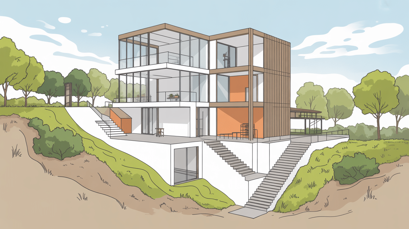 plan de coupe stylisé coupe verticale bâtiment