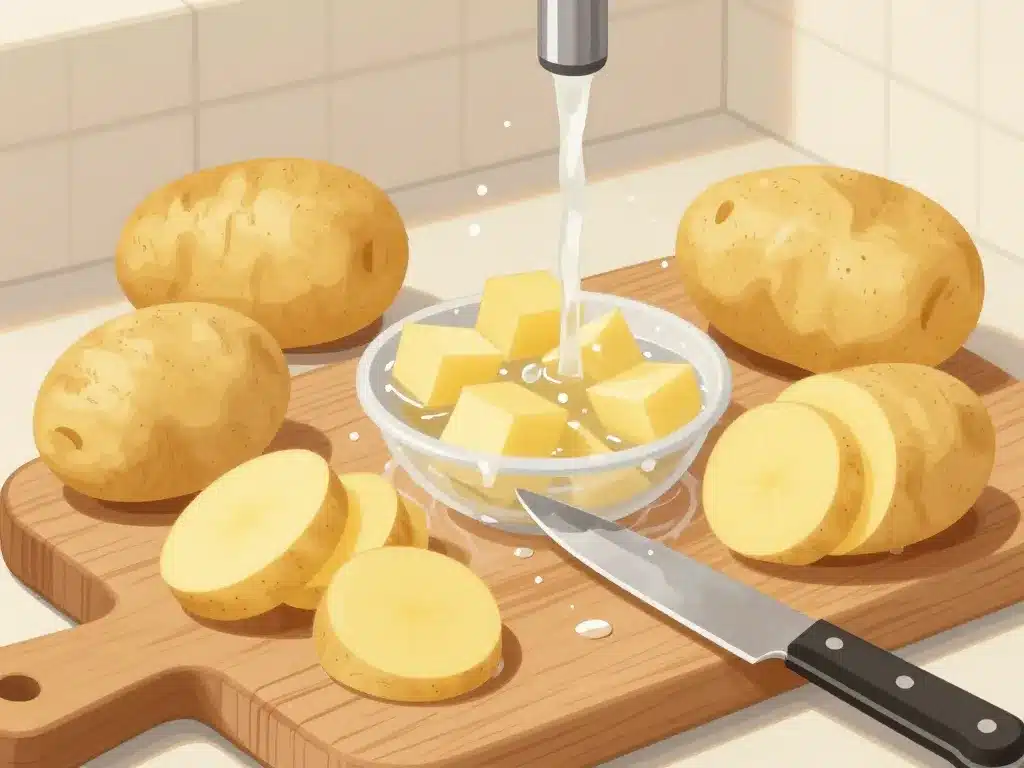 pommes de terre coupées et lavées pour écrasé