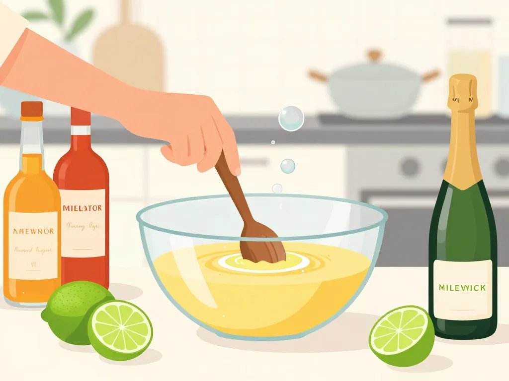 préparation soupe de champagne avec ingrédients frais