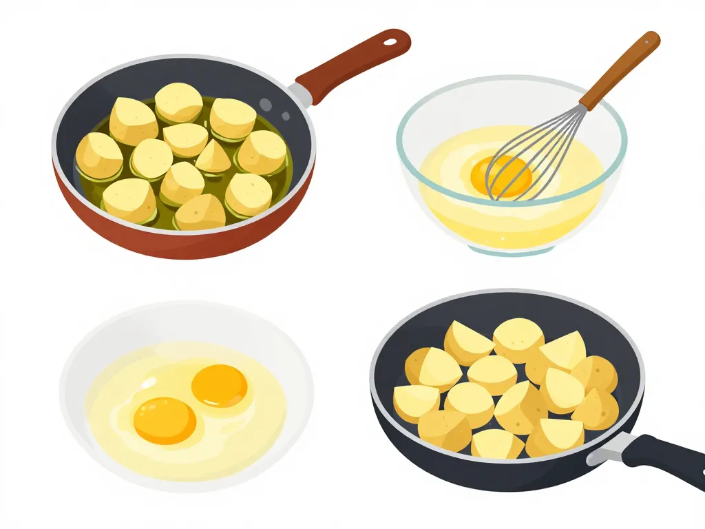 étapes cuisson omelette pomme de terre à la poêle