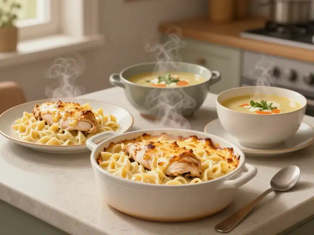que faire avec du blanc de poulet cuit gratin soupe pasta