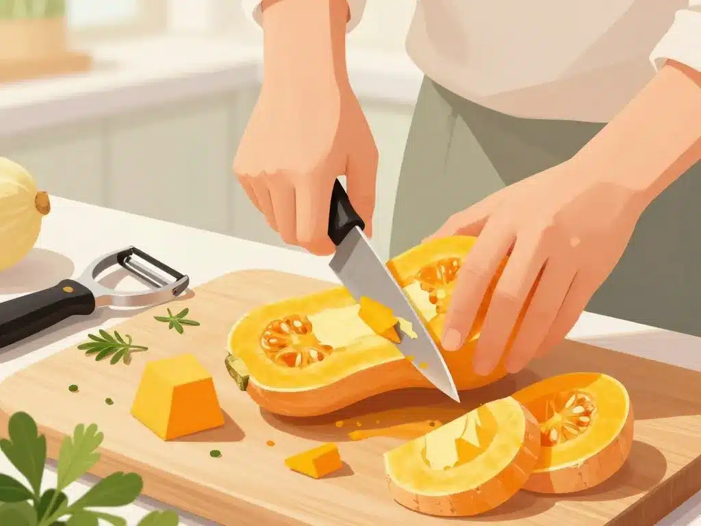 recette butternut four, épluchage et découpe facile