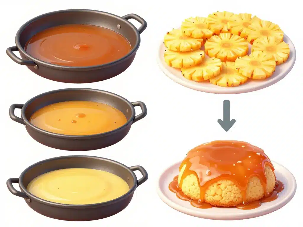 etapes de preparation gateau ananas caramelise