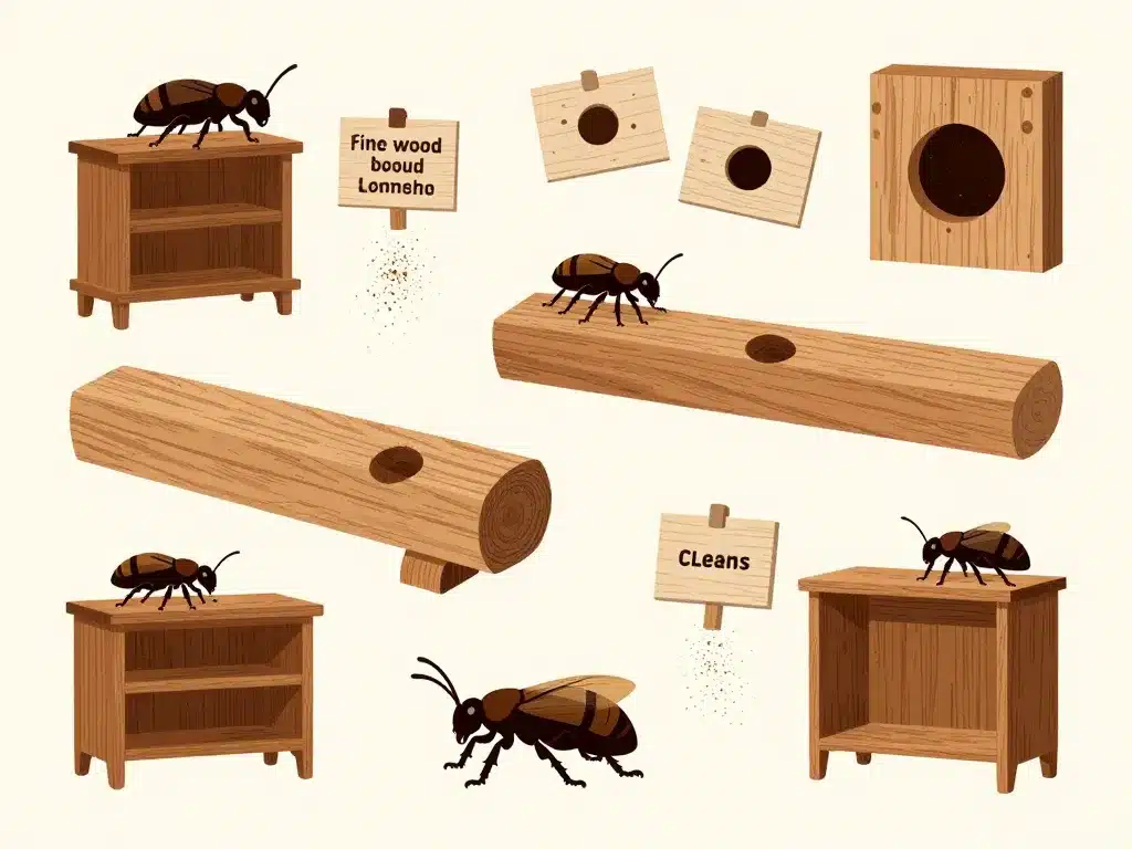 signes infestation active bete du bois