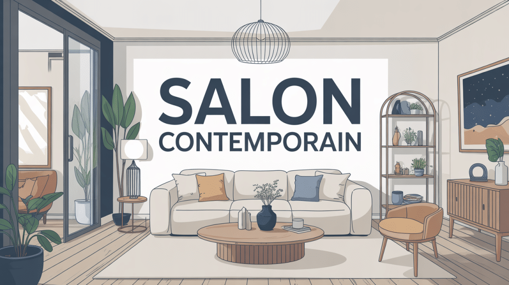 Illustration d'ensemble de salon contemporain moderne