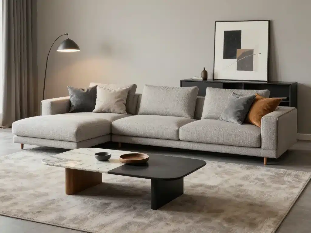 Mobilier et décoration dans un salon contemporain moderne