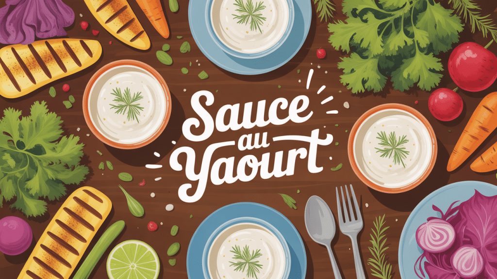 sauce au yaourt crémeuse avec crudités et grillades