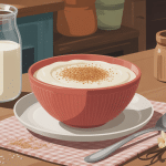 semoule au lait thermomix crémeux avec ingrédients sur table