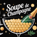 soupe de champagne apéritif en saladier avec flûtes et agrumes