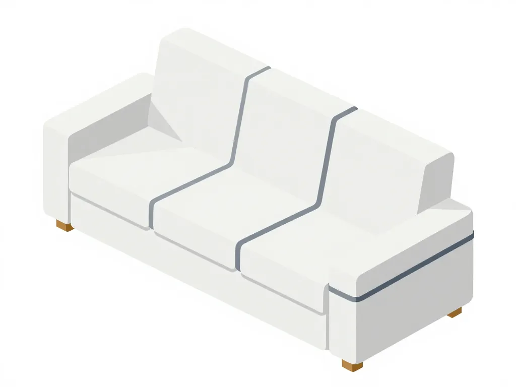 systèmes d'attache housse de canapé 3 places avec accoudoir schéma