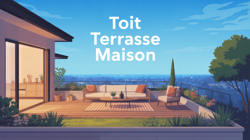 vue globale toit terrasse maison moderne