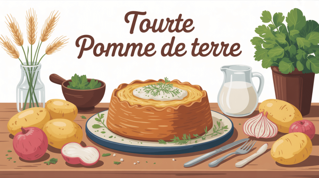 tourte pomme de terre dorée sur table familiale