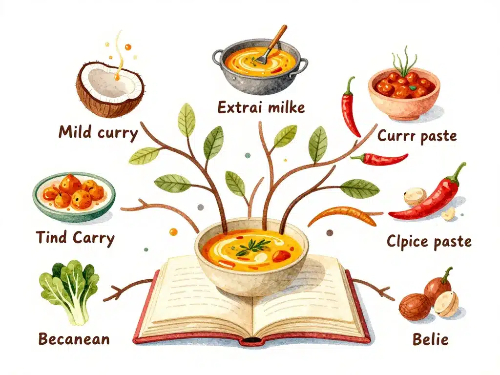 variations recette de poulet au curry et lait de coco illustration