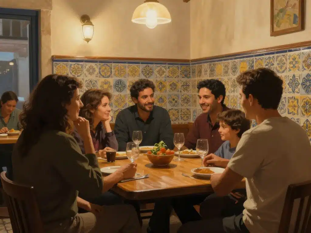 Scène chaleureuse chez Mesquita ambiance familiale décor portugais