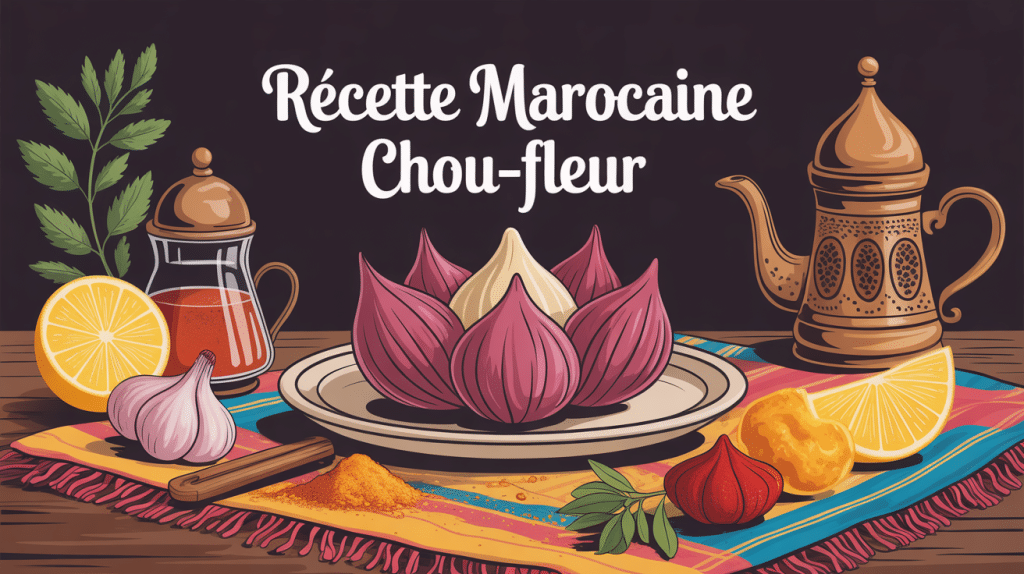 chou-fleur recette marocaine avec épices et citron illustration
