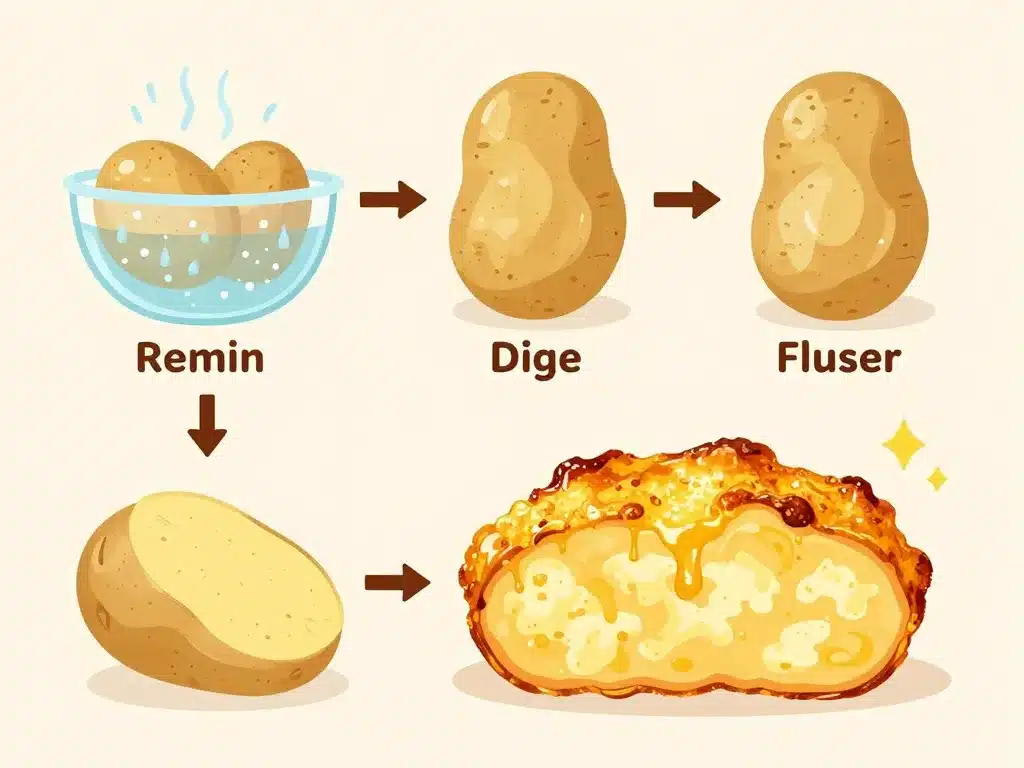 Étapes pour des pommes de terre au four croustillantes façon grands-mères schéma
